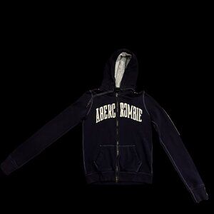 Vintage Abercrombie & Fitch women's navy zip-up, size medium